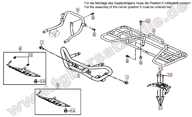 Stoßstange vorne - Gepäckträger hinten