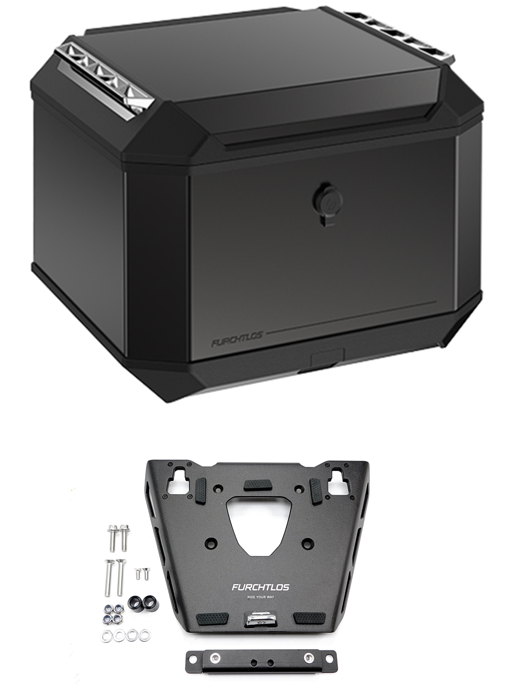 Furchtlos RANGER Aluminium Topcase 50 Liter anthrazit-schwarz Set - Honda CRF 1100 Africa Twin 2020-24