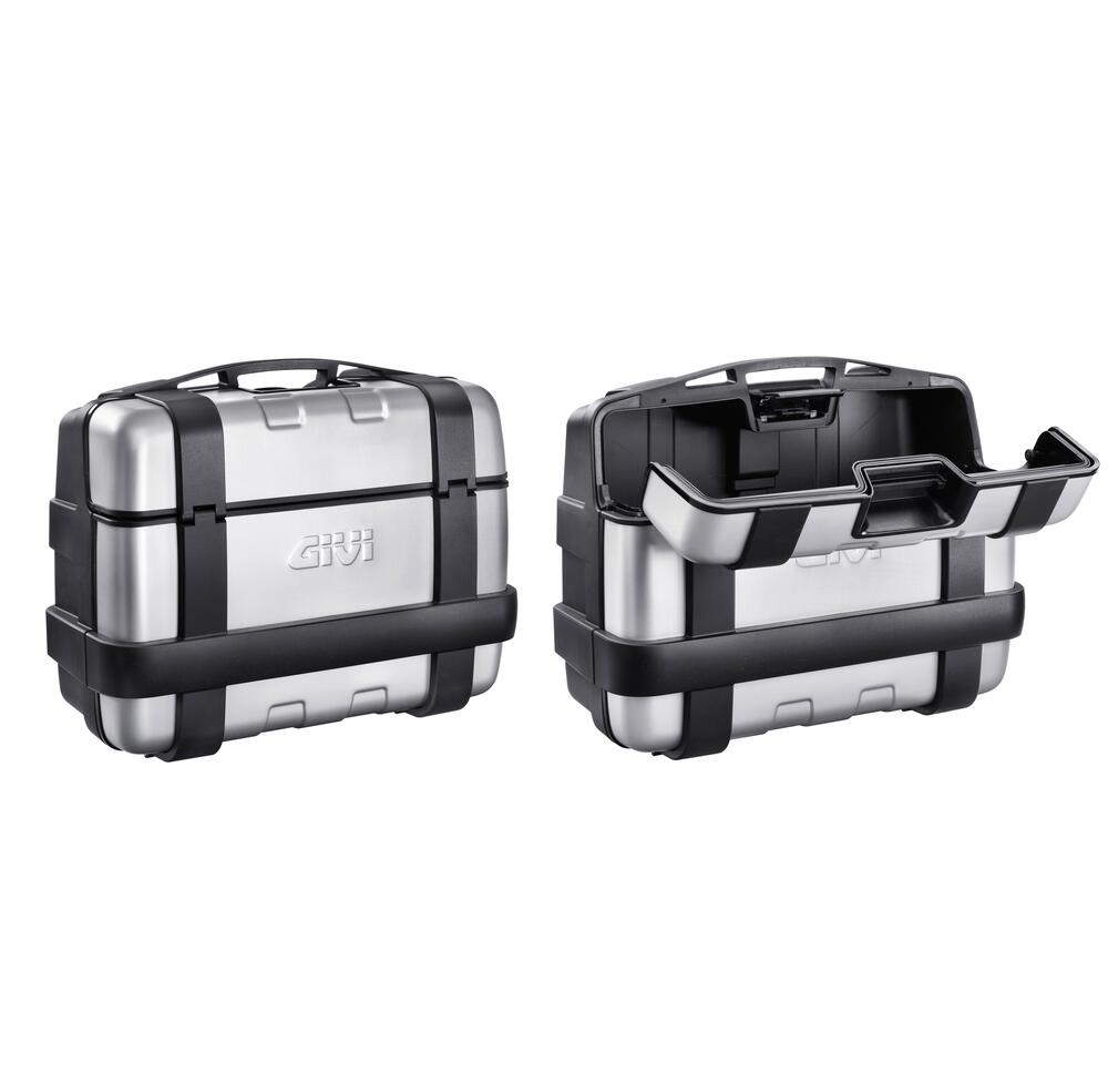 Givi Monokey Seitenkoffer Set Trekker TRK33 mit Alublende - je 33 Liter - silber