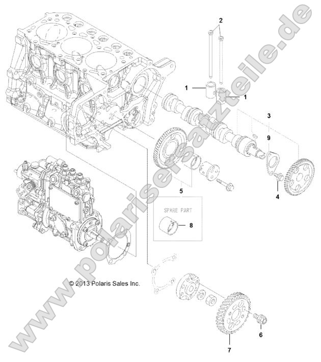 Engine, Camshaft and Driving Gear