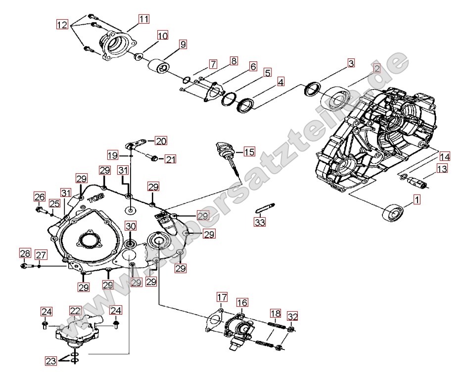 Wasserpumpe - Handstartereingriffsrad - Tachoantrieb