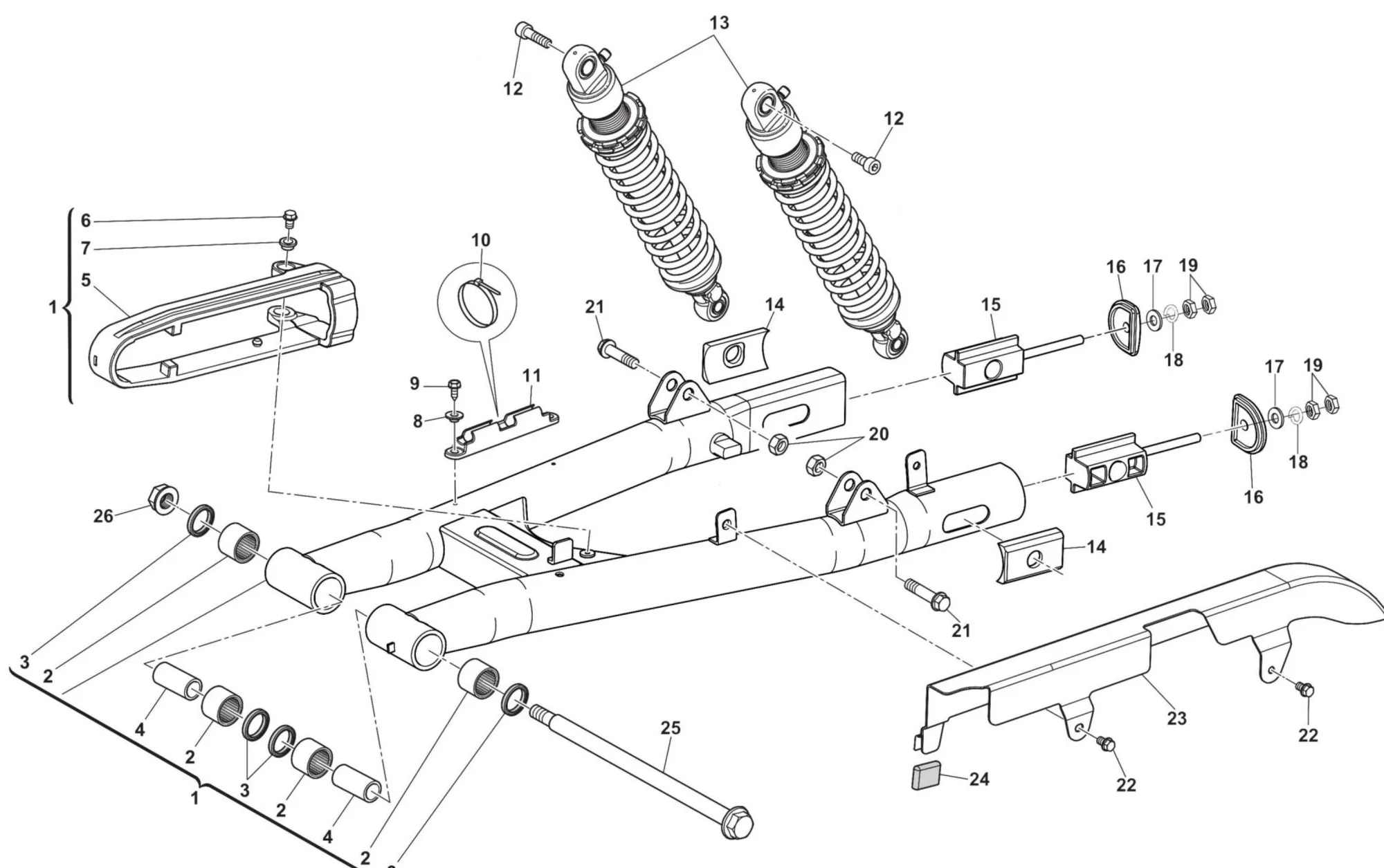 Hinterradschwinge / Stoßdämpfer Hinterradschwinge / Stoßdämpfer