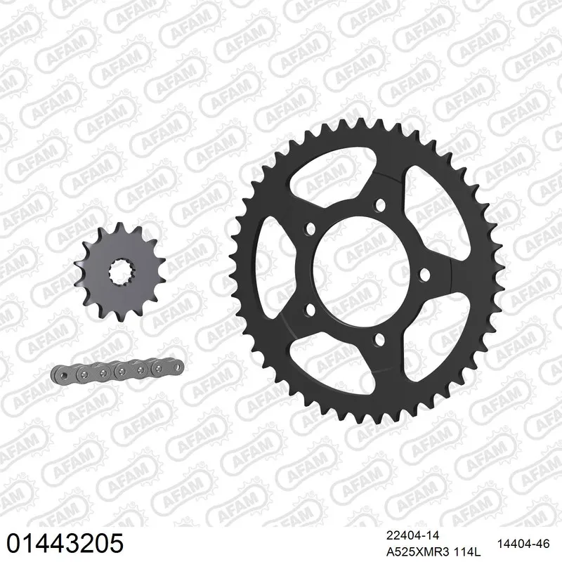 01443205 AFAM Kettensatz Stahl 525 XMR3 14x46 - Suzuki GSF 400 Bandit 1993-97 - 01443205
