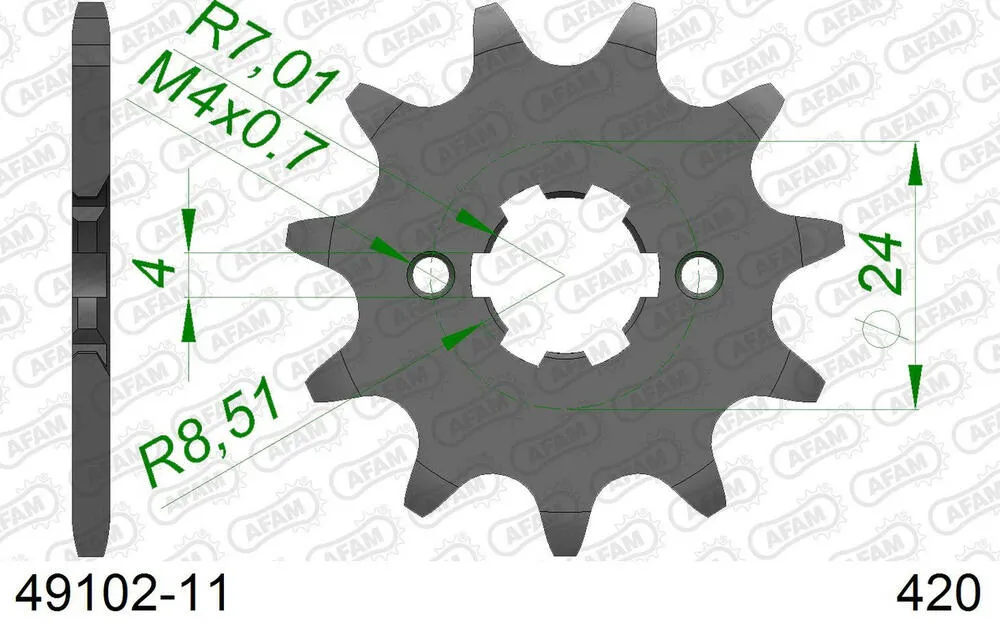 AFAM Kettensatz Stahl 420 R1-G 11x53 - Aprilia RS 50 2006-11 - 03501245