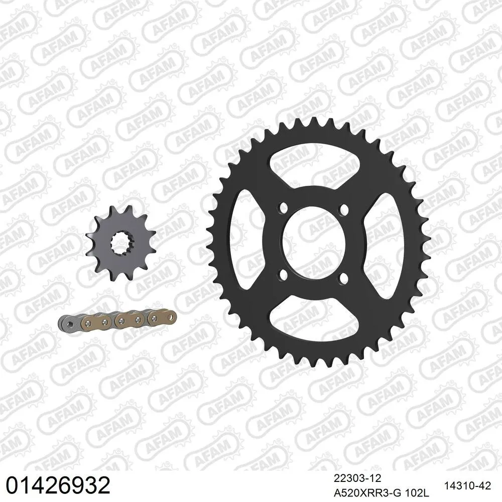 AFAM Kettensatz Stahl 520 XRR3-G 12x42 - Suzuki LT 250 R Quadracer 1985-92 - 01426932