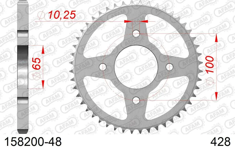 158200-48 AFAM Kettensatz Stahl 428 XMR2-G 15x48 - SYM VF 185 ABS 2019 - 15819100