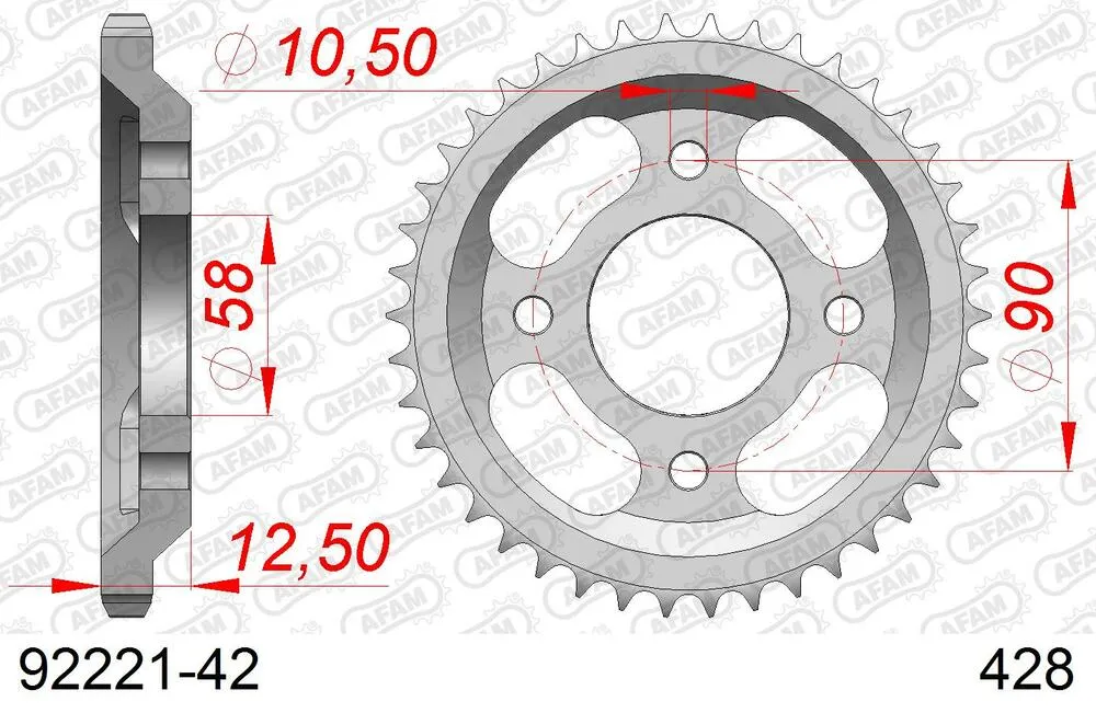 92221-42 AFAM Kettensatz Stahl 428 R1-G 13x42 - Mash 125 CaféRacer 2017-20 - 17613100