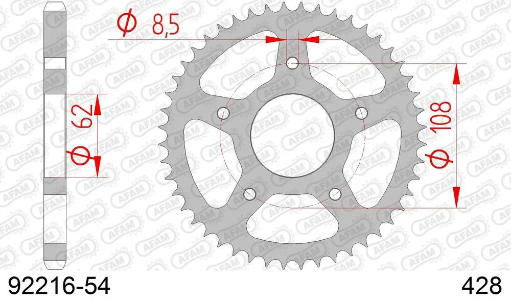 92216-54 AFAM Kettensatz Stahl 428 XMR2-G 14x54 - Mh/motor Hispania KN1 125 2009-10 - 16713100