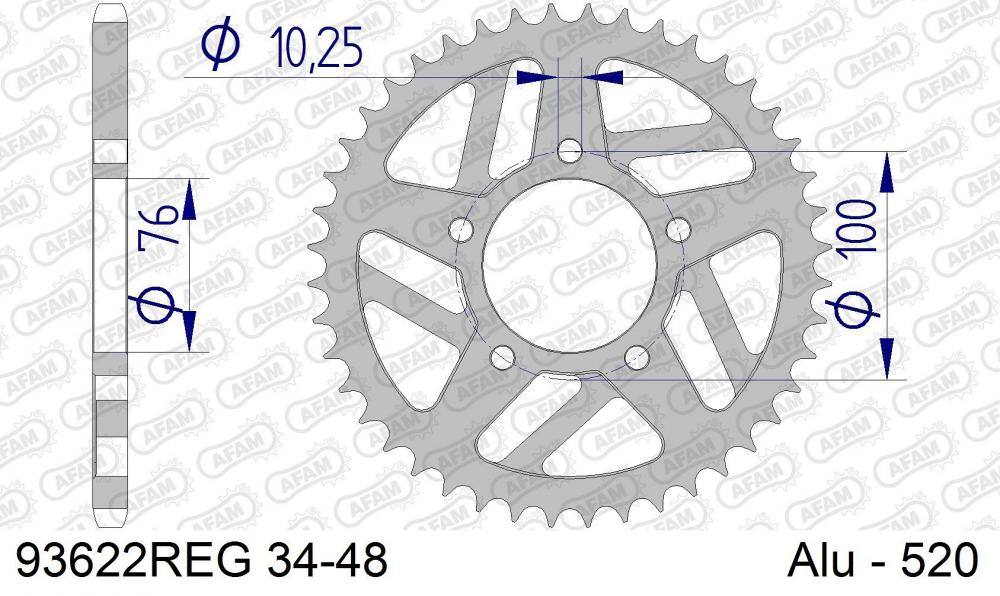 AFAM_Racing_Kettenrad_Aluminium_hinten___520___93622 AFAM Racing Kettenrad Aluminium hinten - 520 - 93622