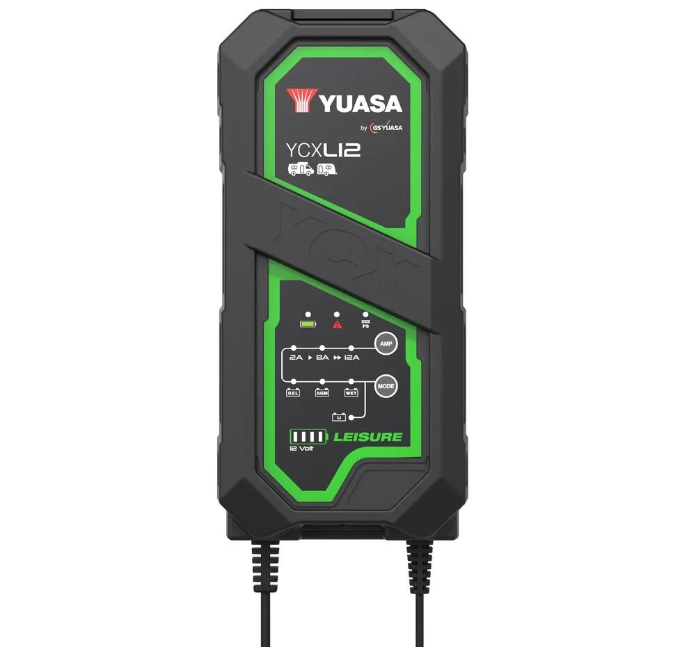 Yuasa YCXL12 Leisure Batterieladegerät 12V 12A für Versorgungsbatterien Blei-Säure + Lithium
