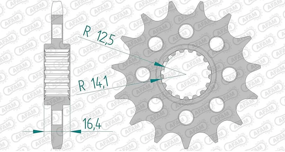afam_ritzel_vorne_61800 AFAM Kettensatz Stahl 525 XHR3-G 16x42 - KTM 990 Adventure 2006-13
