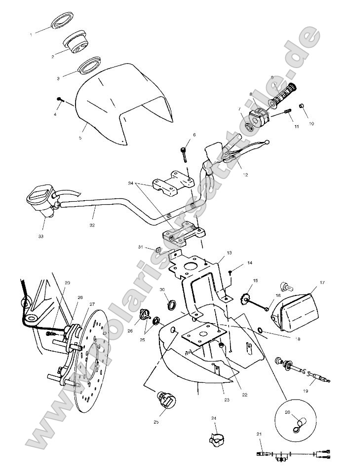 Handlebar and Headlight Pod Handlebar and Headlight Pod