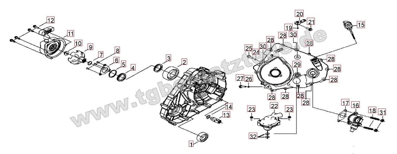 Wasserpumpe - Handstartereingriffsrad - Tachoantrieb