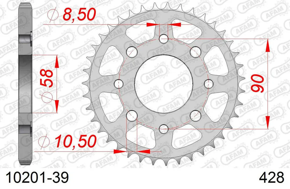 10201-39 AFAM Kettensatz Stahl 428 R1-G 15x39 - Honda CB 125 T 1977-82 - 01013201