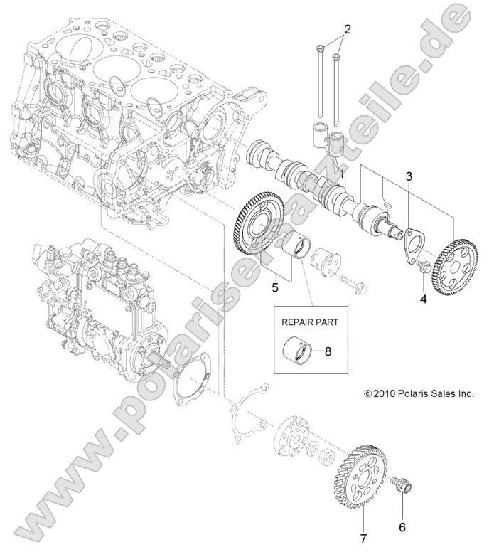 Engine, Camshaft and Driving Gear