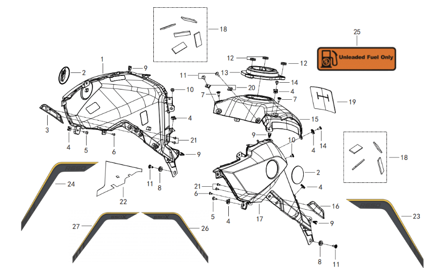 Kraftstofftankverkleidung 2 Kraftstofftankverkleidung 2