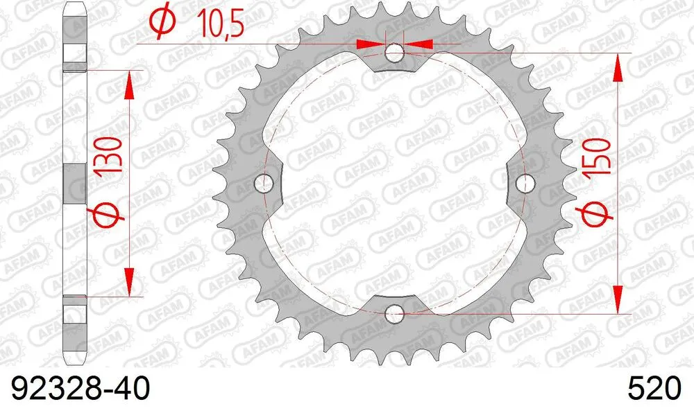 92328-40 AFAM Kettensatz Stahl 520 XRR3-G 14x40 - Derbi DXR 250 Inverse 2004-07 - 04726900