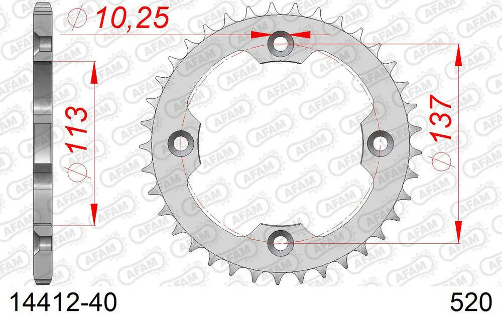 14412-40 AFAM Kettensatz Stahl 520 XRR3-G 14x40 - Suzuki LT-Z 400 2009-18 - 01443902