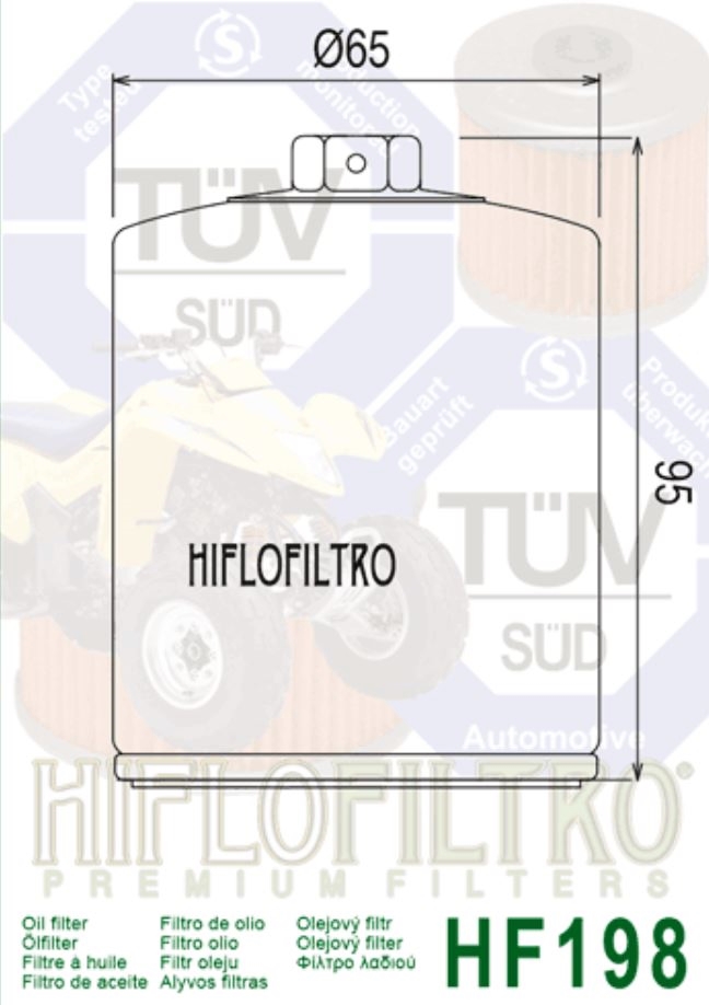 Hiflofiltro Ölfilter Hiflo HF198 Polaris ACE 570 900