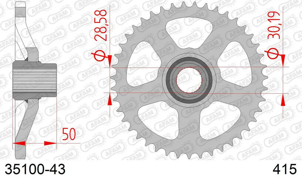 35100-43 AFAM Kettensatz Stahl 415 F 13x43 - Aprilia RS 50 1993-94 - 03501240