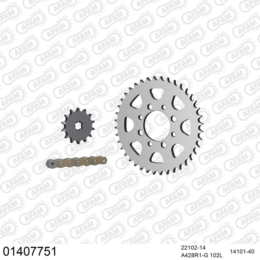01407751 AFAM Kettensatz Stahl 428 R1-G 14x40 - Suzuki DS 80 1980-00 - 01407751
