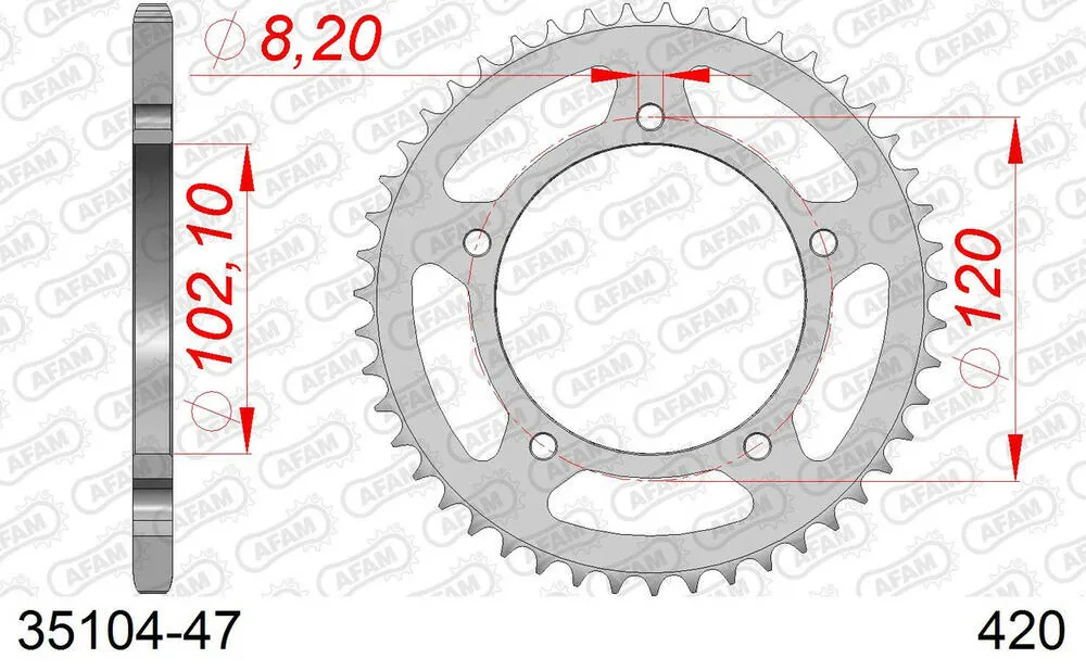 35104-47 AFAM Kettensatz Stahl 420 R1-G 11x47 - Aprilia 50 Tuono 2003-05 - KIT108111