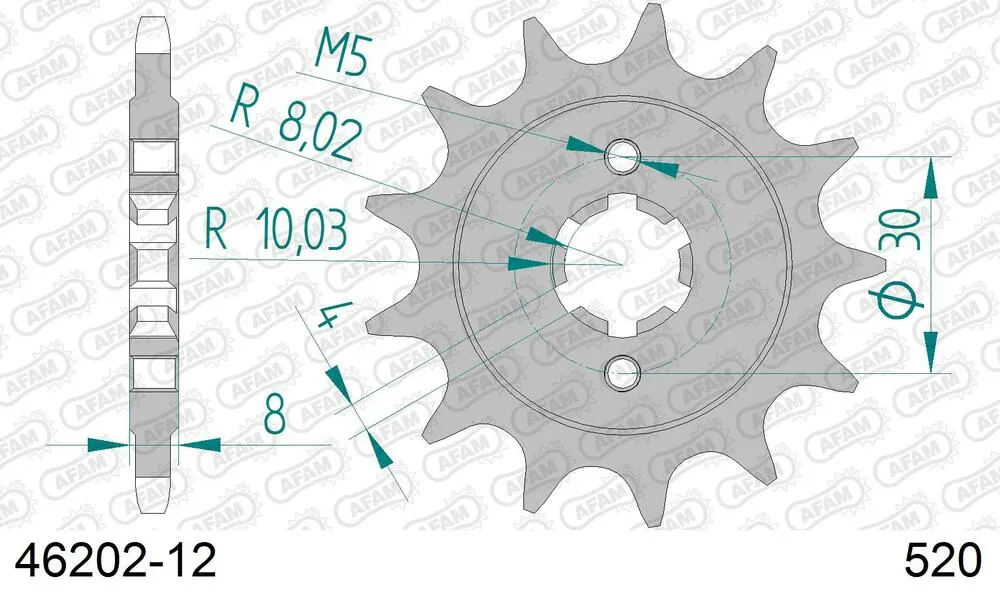 46202-12 AFAM Kettensatz Aluminium 520 MR2-G 12x50 - Cagiva WMX 125 1989-92 - 04513806