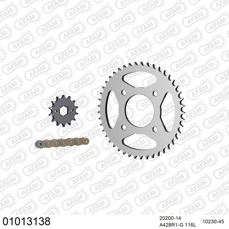 AFAM Kettensatz Stahl 428 R1-G 14x45 - Honda CG 125 ES 2004-08 - 01013138