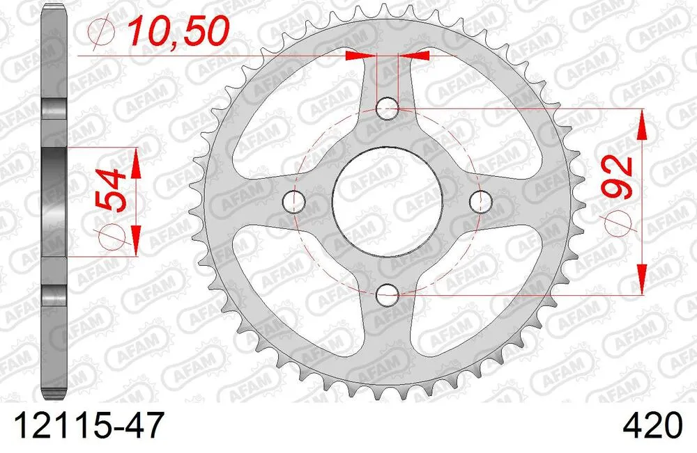 12115-47 AFAM Kettensatz Stahl 420 R1-G 11x47 - MBK TZR 50 X-Power 2003-06 - KIT108071