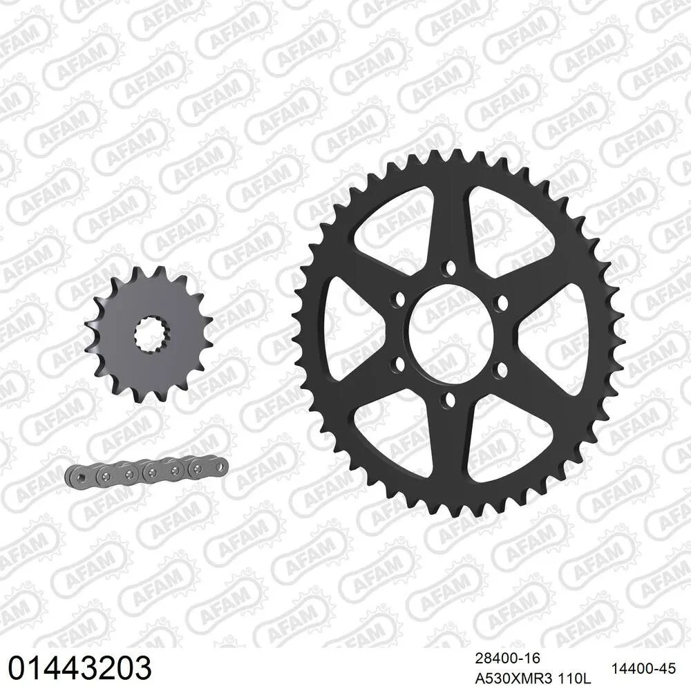 01443203 AFAM Kettensatz Stahl 530 XMR3 16x45 - Suzuki GSX 400 E-S 1982-87 - 01443203