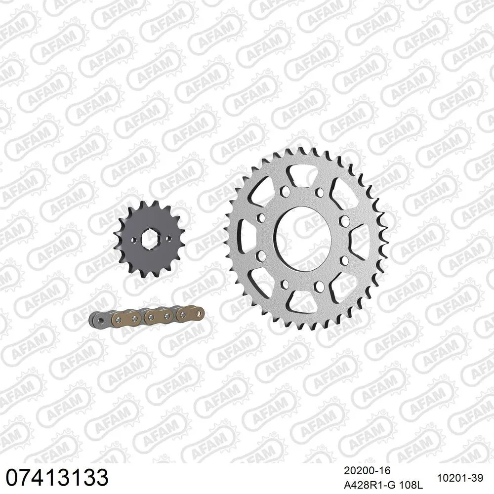 07413133 AFAM Kettensatz Stahl 428 R1-G 16x39 - Kymco CK 125 Pulsar 2004-05 - 07413133