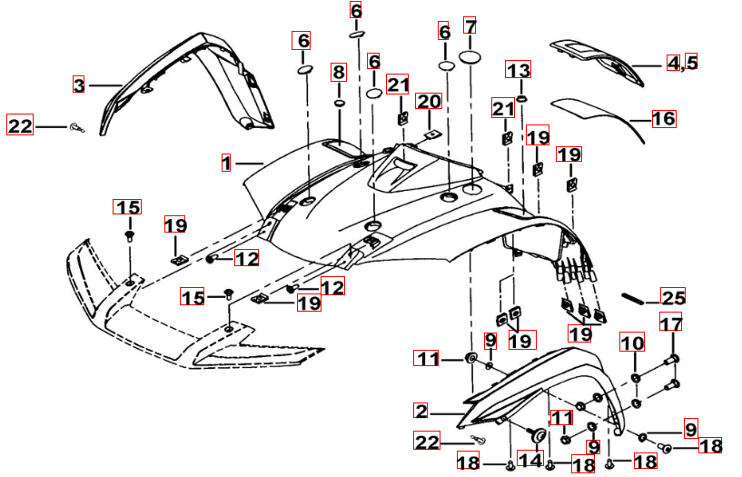 Frontverkleidung schwarz-matt