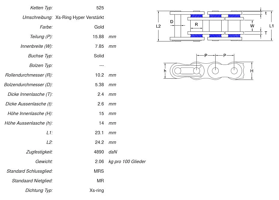 Afam_Ketten_Daten_A525XHR3_G AFAM Kettensatz Stahl 525 XHR3-G 16x42 - Kawasaki Z1000 2003-06
