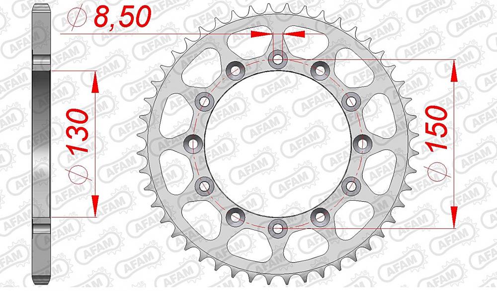 afam_kettenrad_hinten_12323 AFAM Kettensatz Stahl 520 MX4-G 13x49 - Yamaha YZ 250 F 2005-08