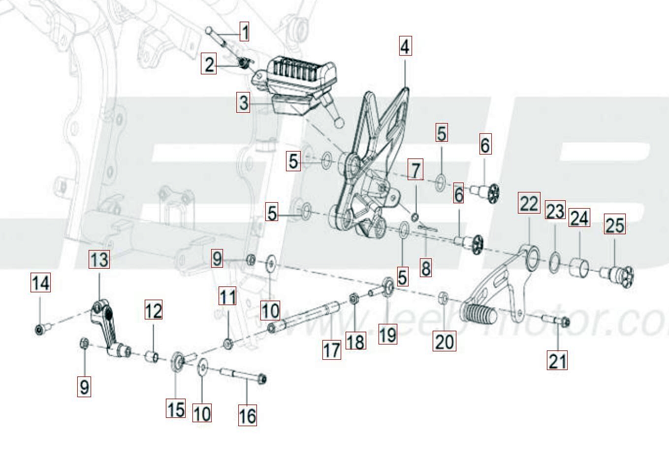 Schalthebel - Fußraste vorne links