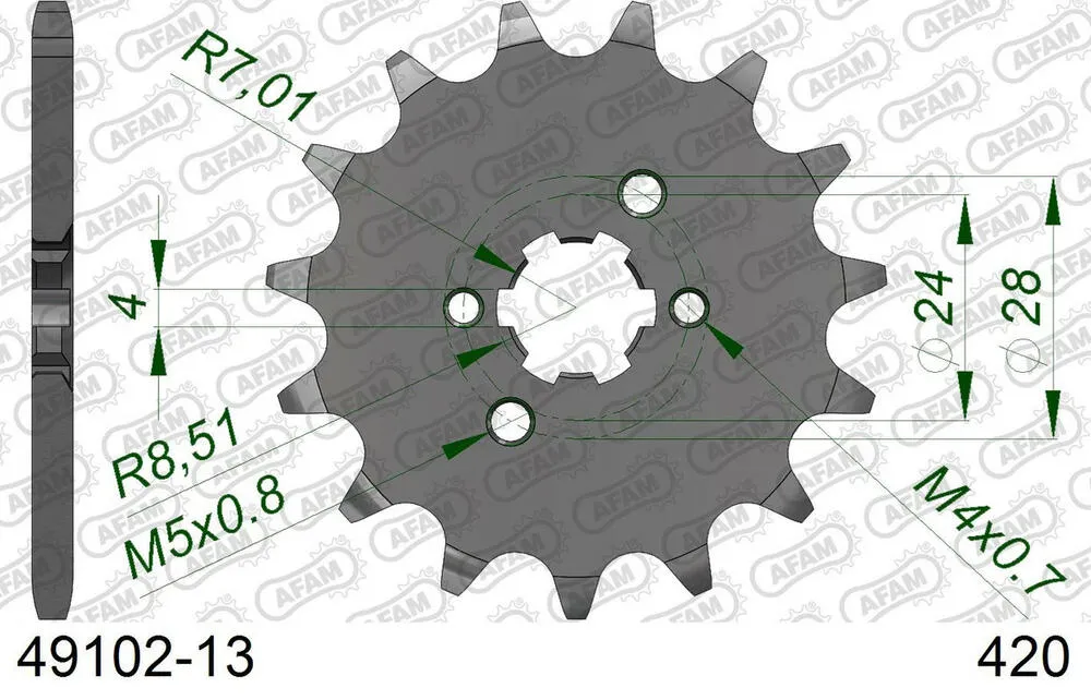 AFAM Kettensatz Stahl 420 R1-G 13x38 - Kawasaki KLX 110 2010-24 - 01612853