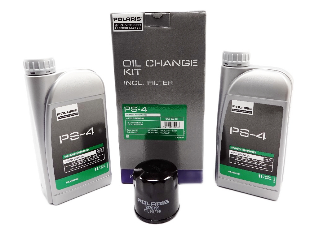 Polaris Ölwechselkit Sportsman / Scrambler - 2x PS-4 Motoröl 1 Liter + Ölfilter 2520799 - 502542