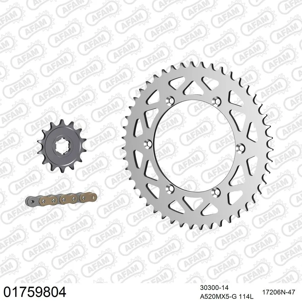 AFAM Kettensatz Aluminium 520 MX6-GG 14x47 - Kawasaki KX 500 1987-04 - 01759804