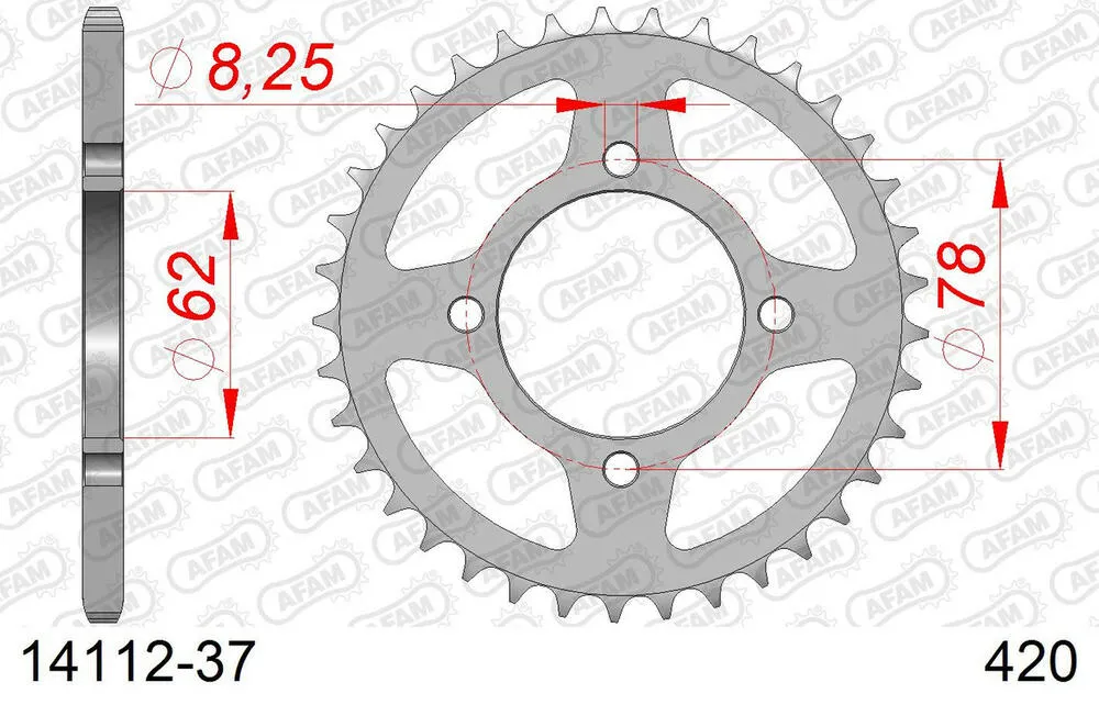 14112-37 AFAM Kettensatz Stahl 420 R1-G 10x37 - Suzuki LT-A 50 Quadmaster 2002-06 - 01401932