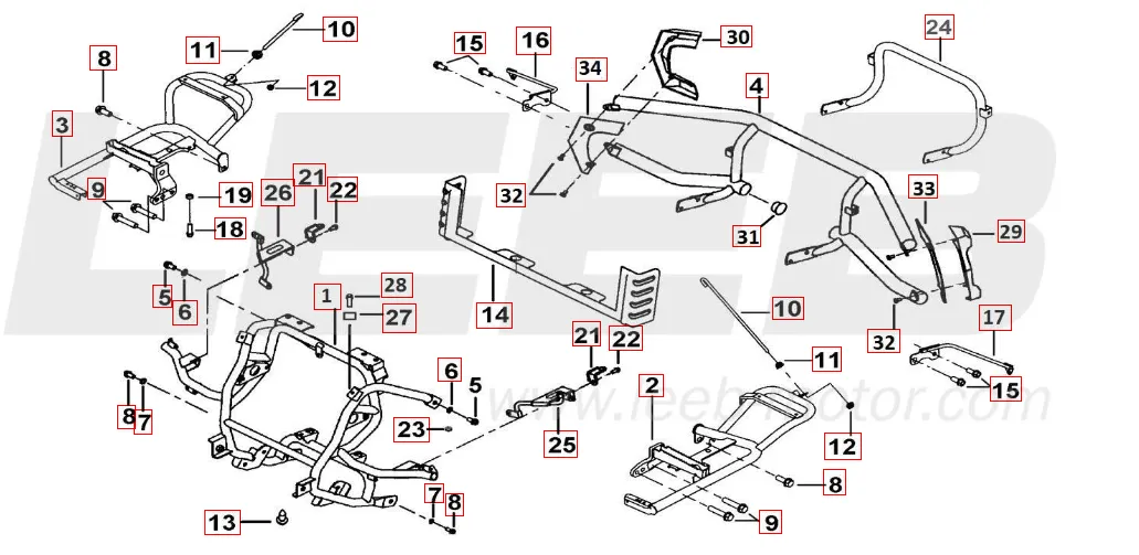 Sturzbügel vo. u. hi. - Fußstützen Sturzbügel vo. u. hi. - Fußstützen