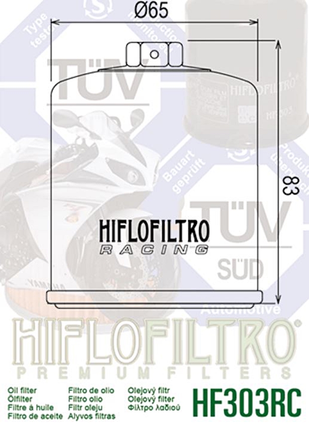 Hiflofiltro_Oelfilter_HF303_RC_Technische_Daten Hiflofiltro Racing Ölfilter Hiflo HF303RC Yamaha YXR 450 660 Rhino
