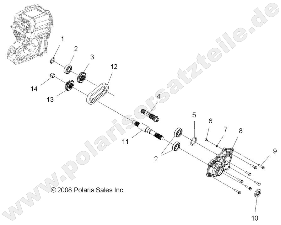 DRIVE TRAIN, MAIN GEARCASE OUTPUT SHAFT