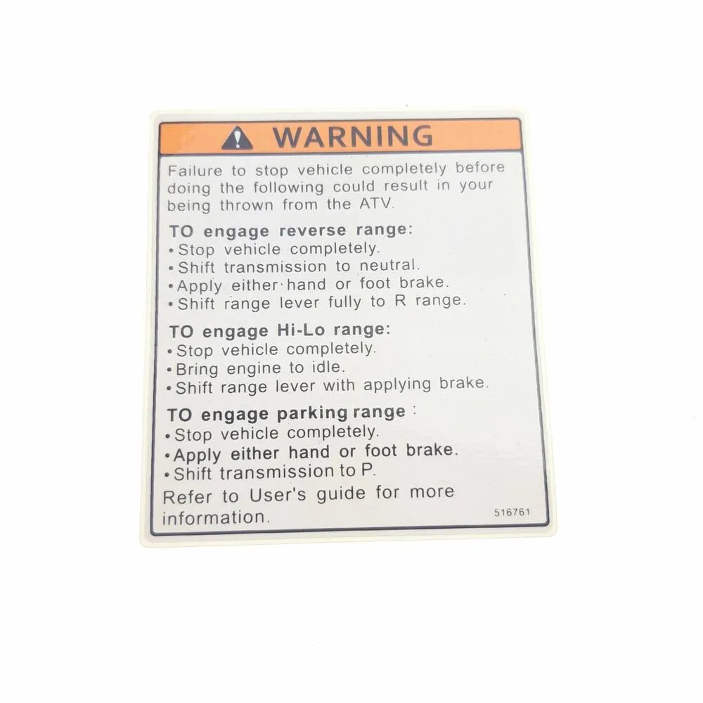 TGB LABEL, SHIFT RANGE - 516761