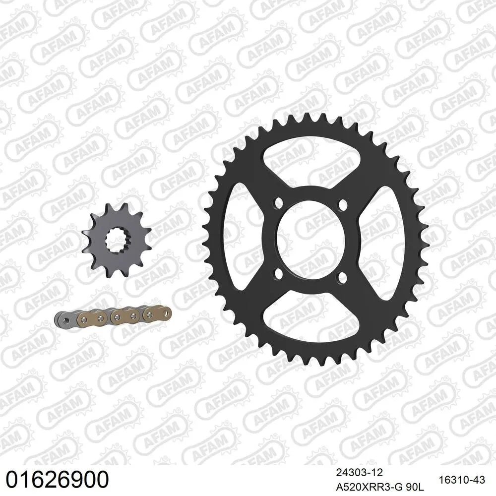 AFAM Kettensatz Stahl 520 XRR3-G 12x43 - Kawasaki KSF 250 Mojave 1994-03 - 01626900