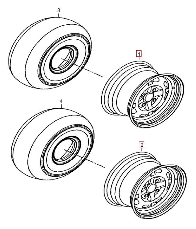 Reifen onroad und Stahlfelgen