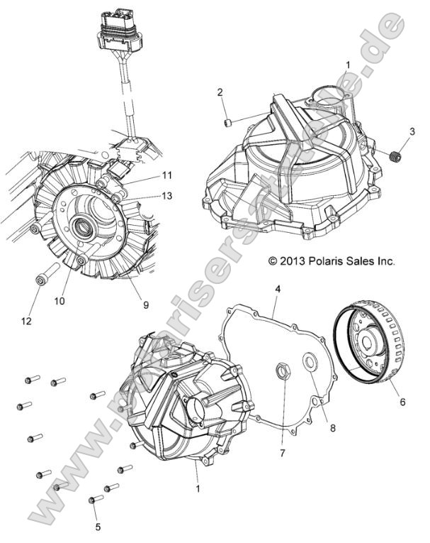 Engine, Stator Cover and Flywheel