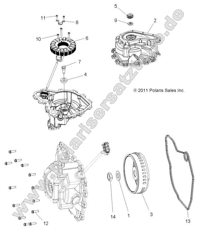 Engine, Stator Cover and Flywheel