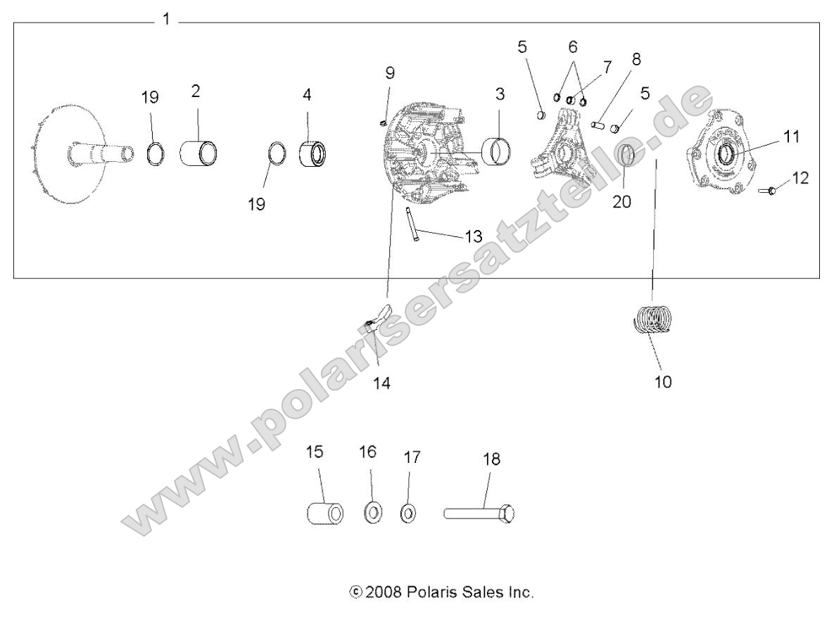 Drive Train, Primary Clutch (49ATVCLUTCH10SPXP550) Drive Train, Primary Clutch (49ATVCLUTCH10SPXP550)