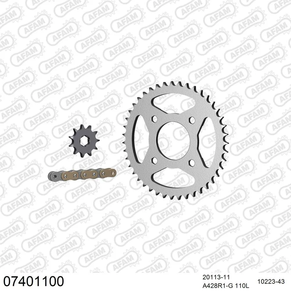 07401100 AFAM Kettensatz Stahl 428 R1-G 11x43 - Kymco KPW 50 2013-14 - 07401100
