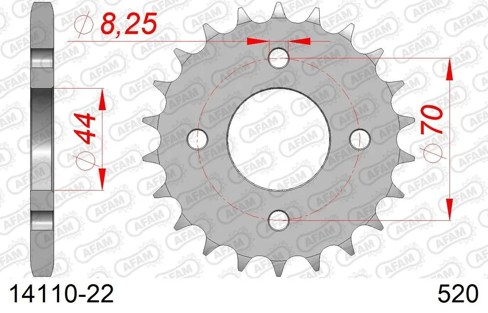 14110-22 AFAM Kettensatz Stahl 520 XLR2 10x22 - Suzuki LT 80 1987-06 - 01407931